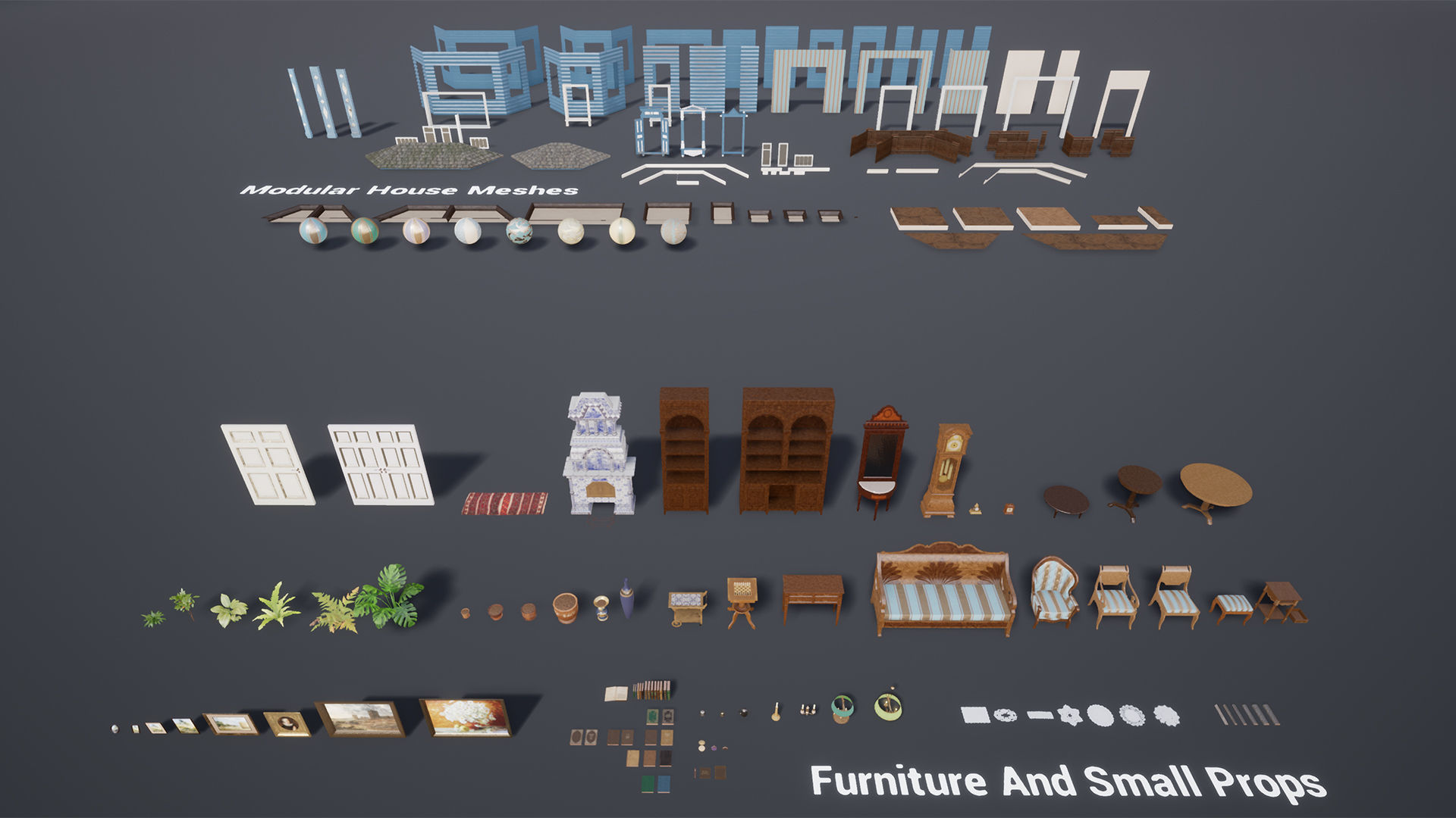 ANTIQUE LIVING ROOM UNREAL ENGINE 4 Low-poly 3D model_7