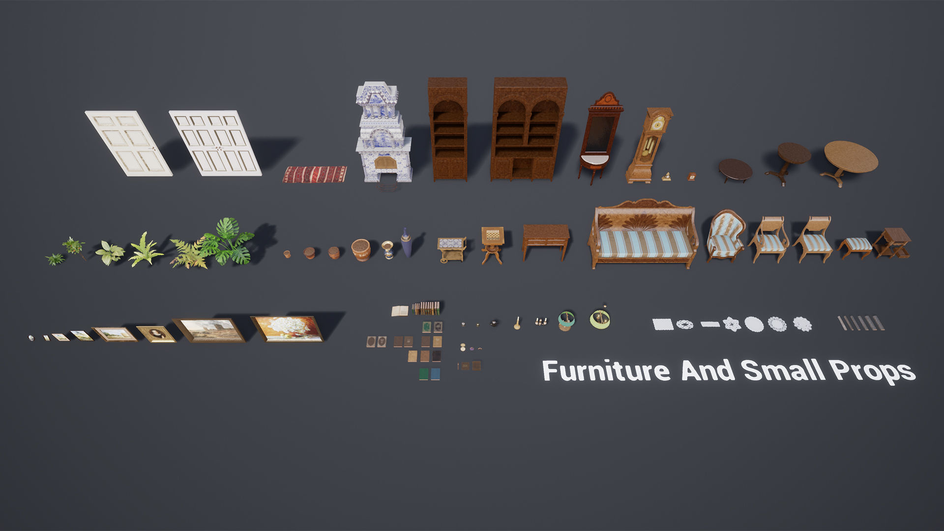 ANTIQUE LIVING ROOM UNREAL ENGINE 4 Low-poly 3D model_12
