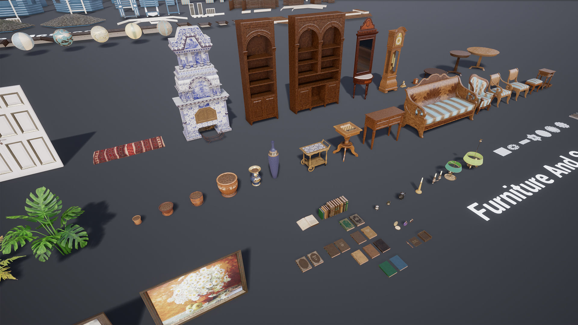 ANTIQUE LIVING ROOM UNREAL ENGINE 4 Low-poly 3D model_13