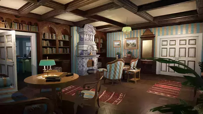 ANTIQUE LIVING ROOM UNREAL ENGINE 4 Low-poly 3D model