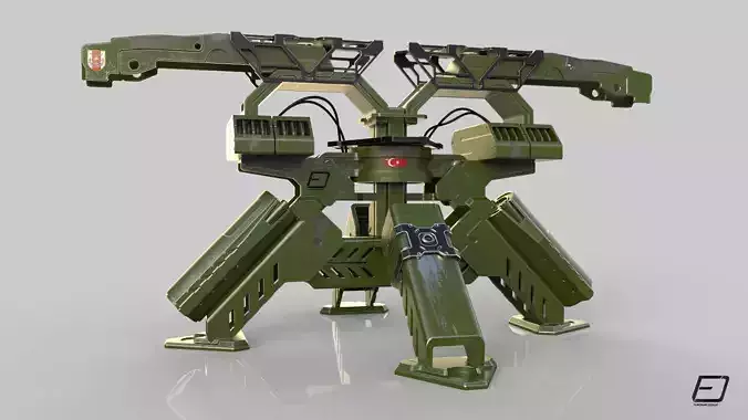 THE Defender futuristic robot with two arms Free 3D model