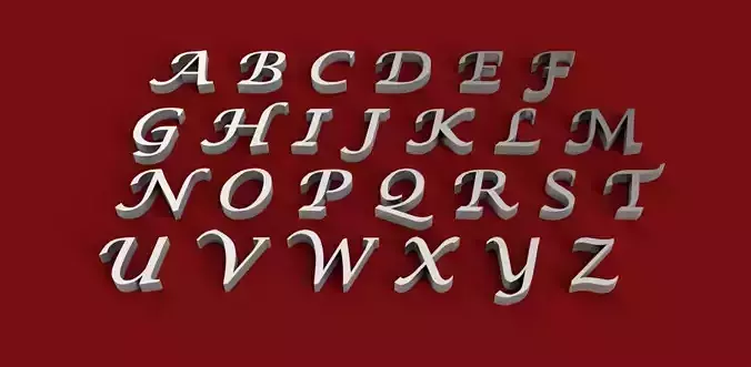 LUCIDA CALLIG font uppercase and lowercase 3D letters STL file
