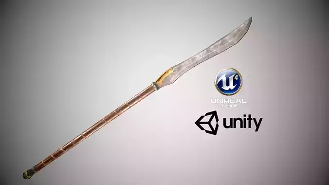 Low Poly Spear sword with wooden handle Low-poly 3D model