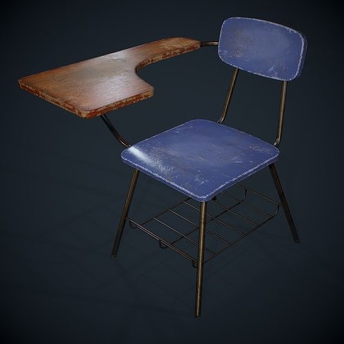 PBR Old Student Desk Low-poly 3D model
