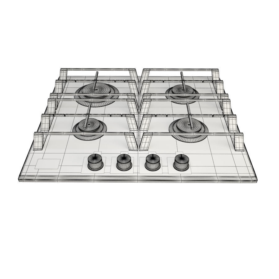 Gas Hob 4 Burner Free 3D model_1