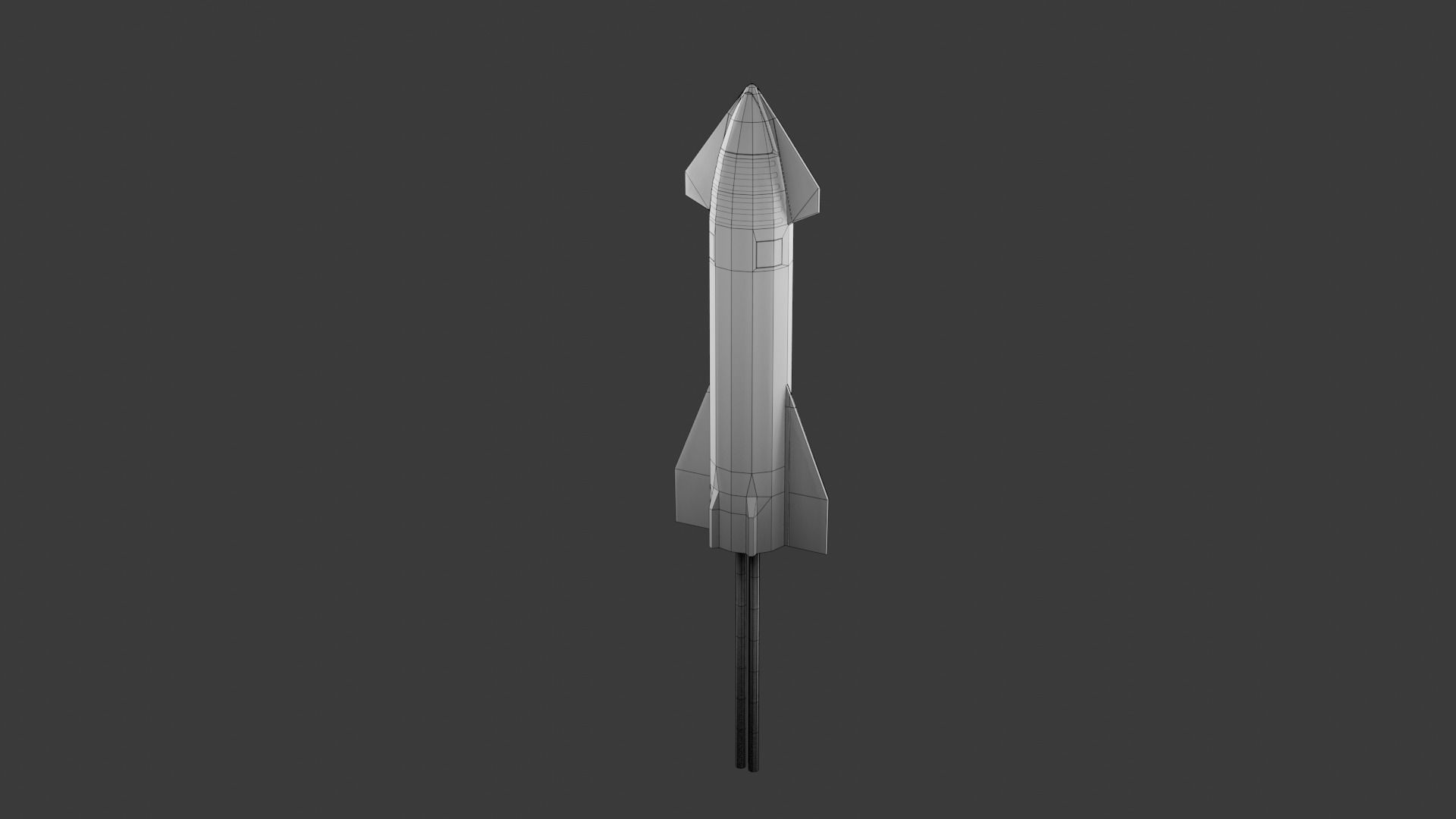 Starship - Lowpoly rocket Low-poly 3D model_4