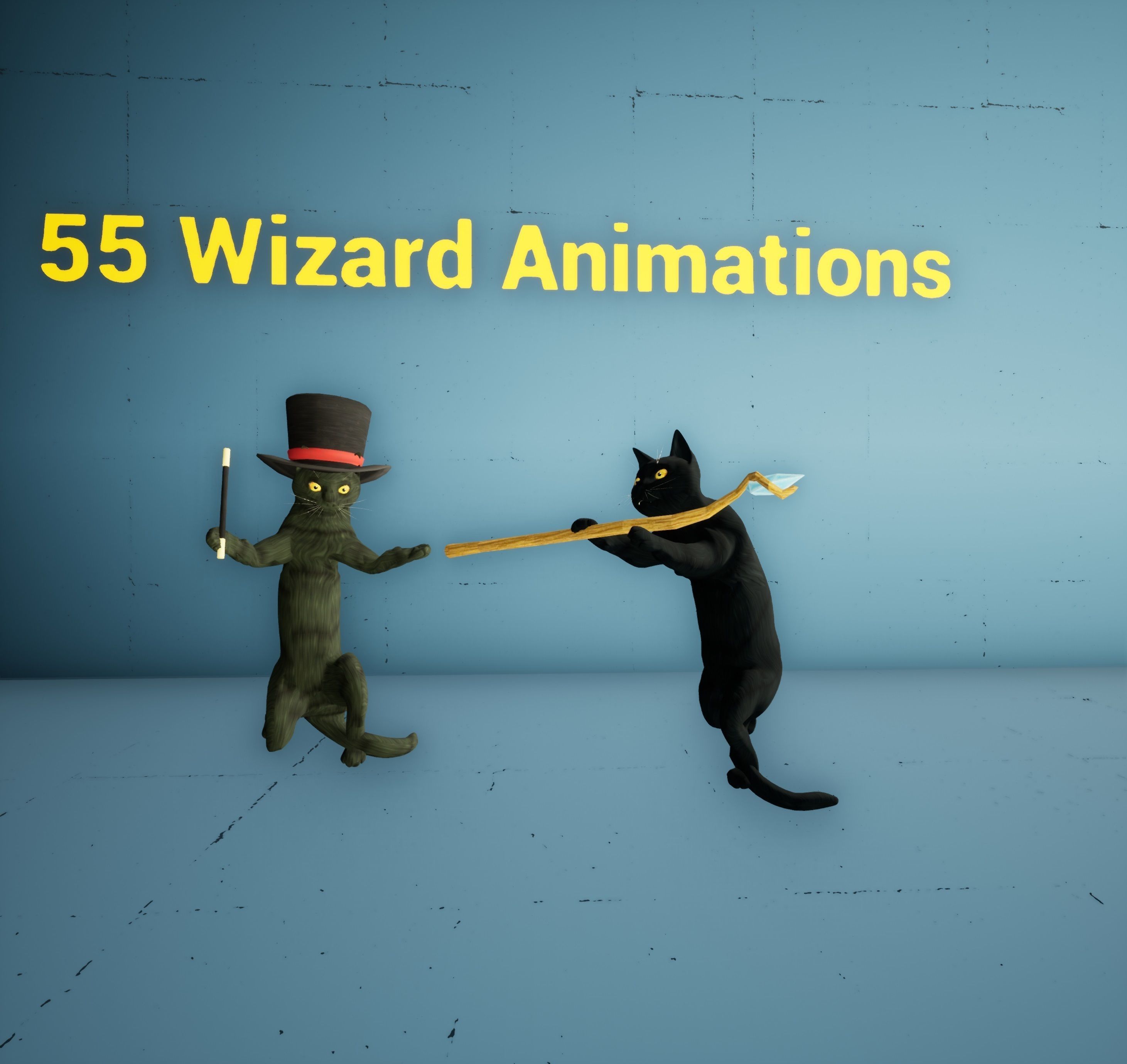 Magic Cats 55 Animations with Props Wizard RPG Character Low-poly 3D model_4