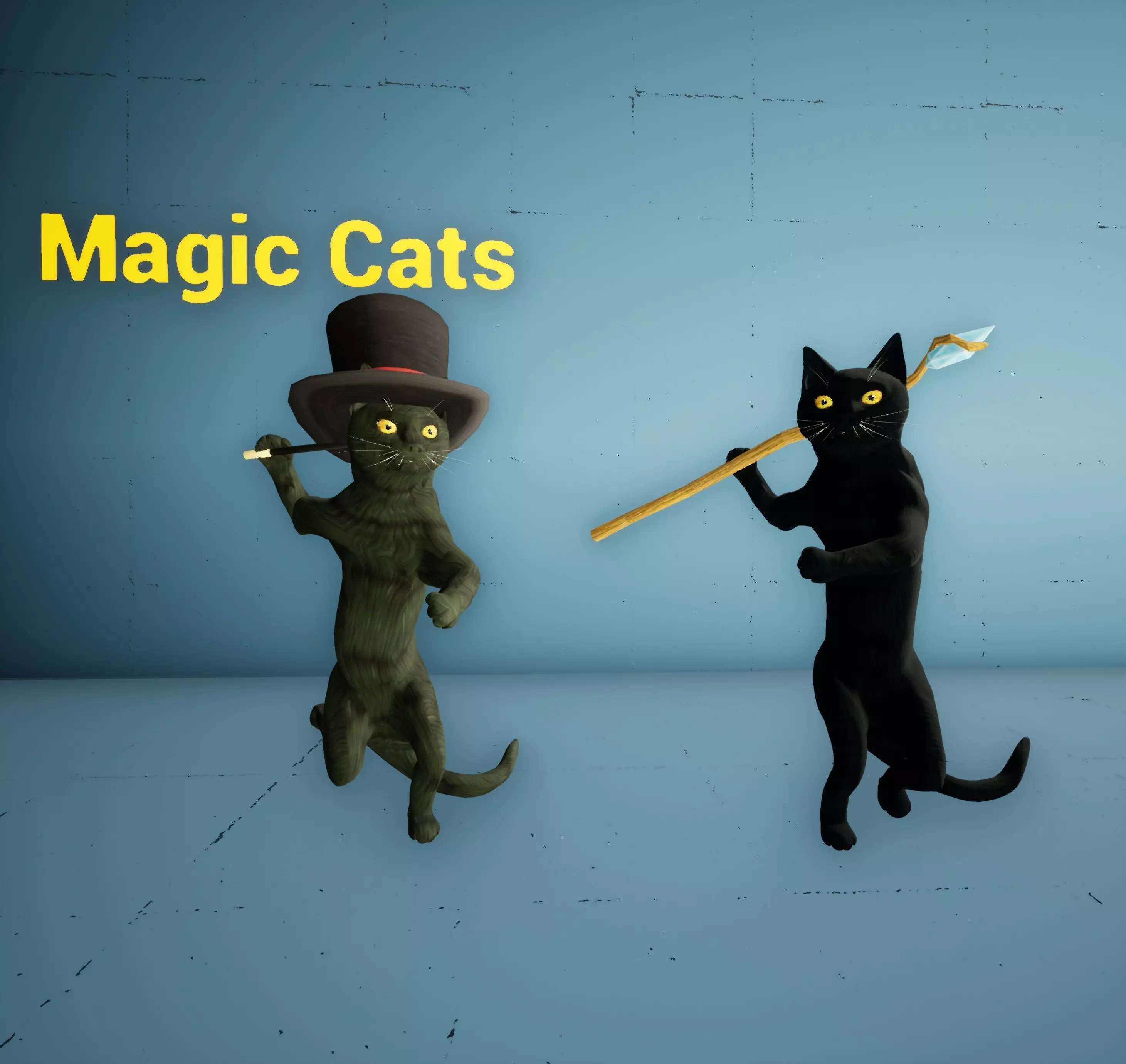 Magic Cats 55 Animations with Props Wizard RPG Character Low-poly 3D model_0