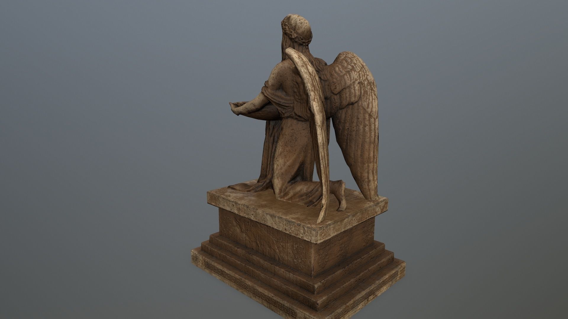 Angel  Statue Low-poly 3D model_3