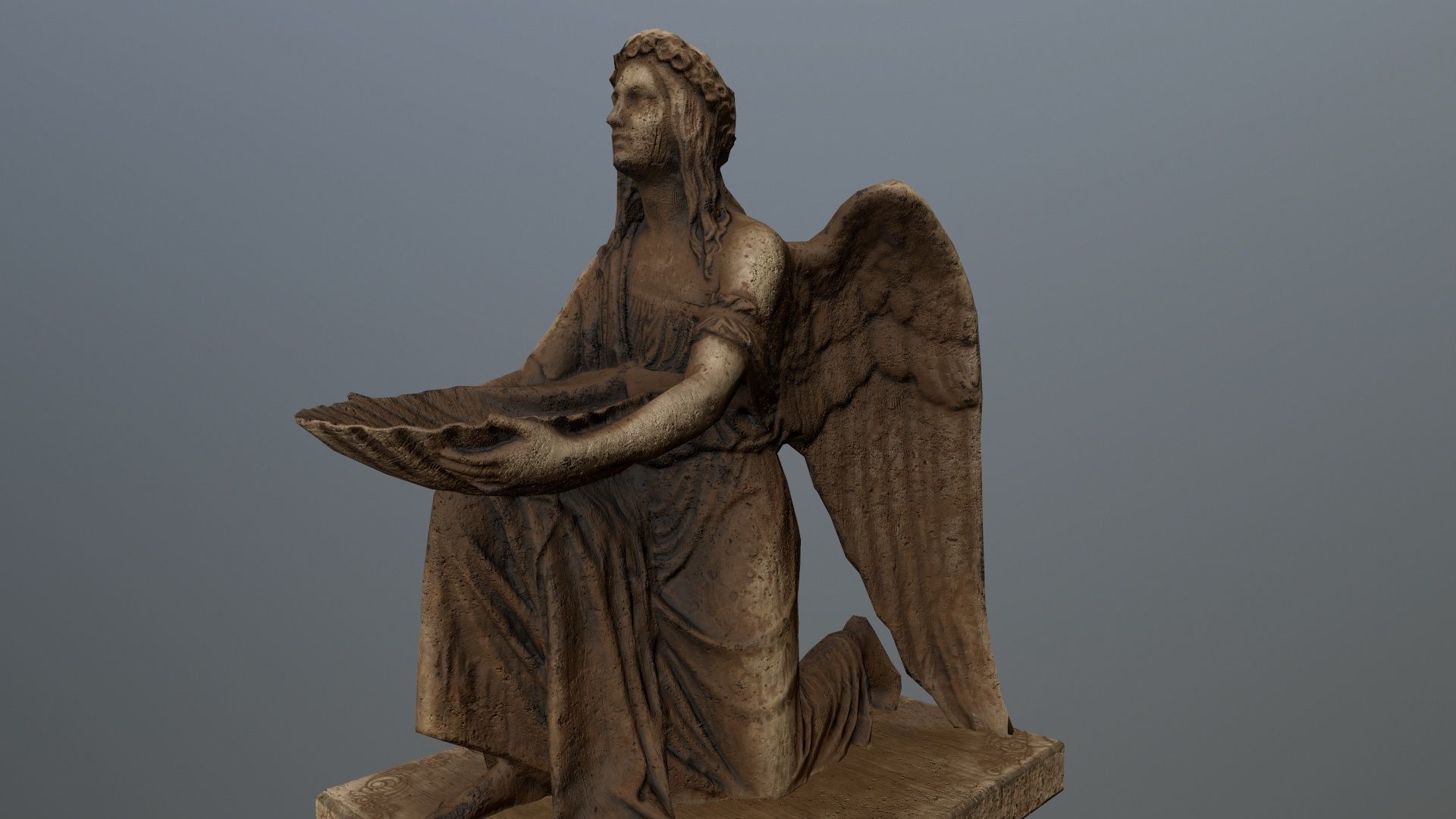 Angel  Statue Low-poly 3D model_10