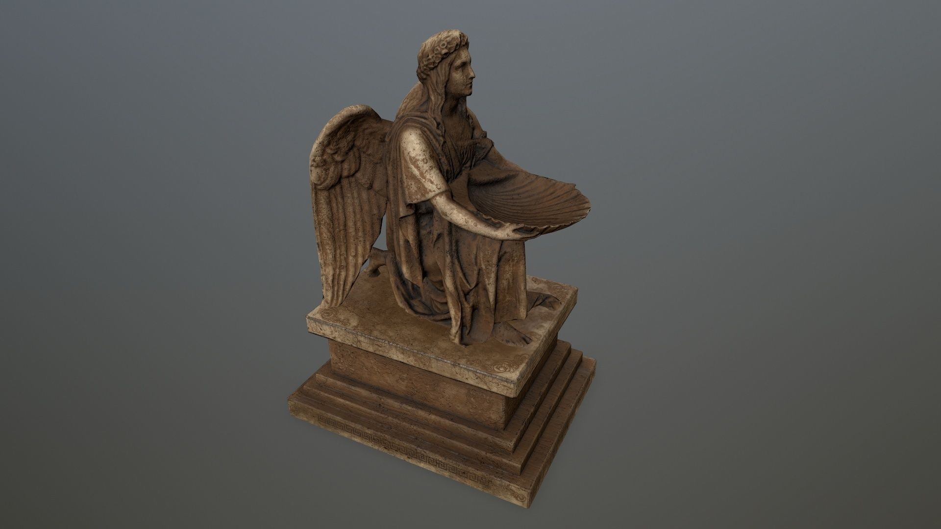 Angel  Statue Low-poly 3D model_12