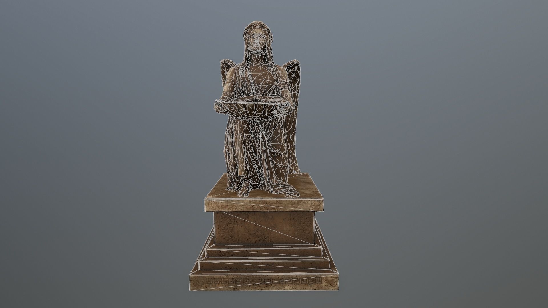 Angel  Statue Low-poly 3D model_13