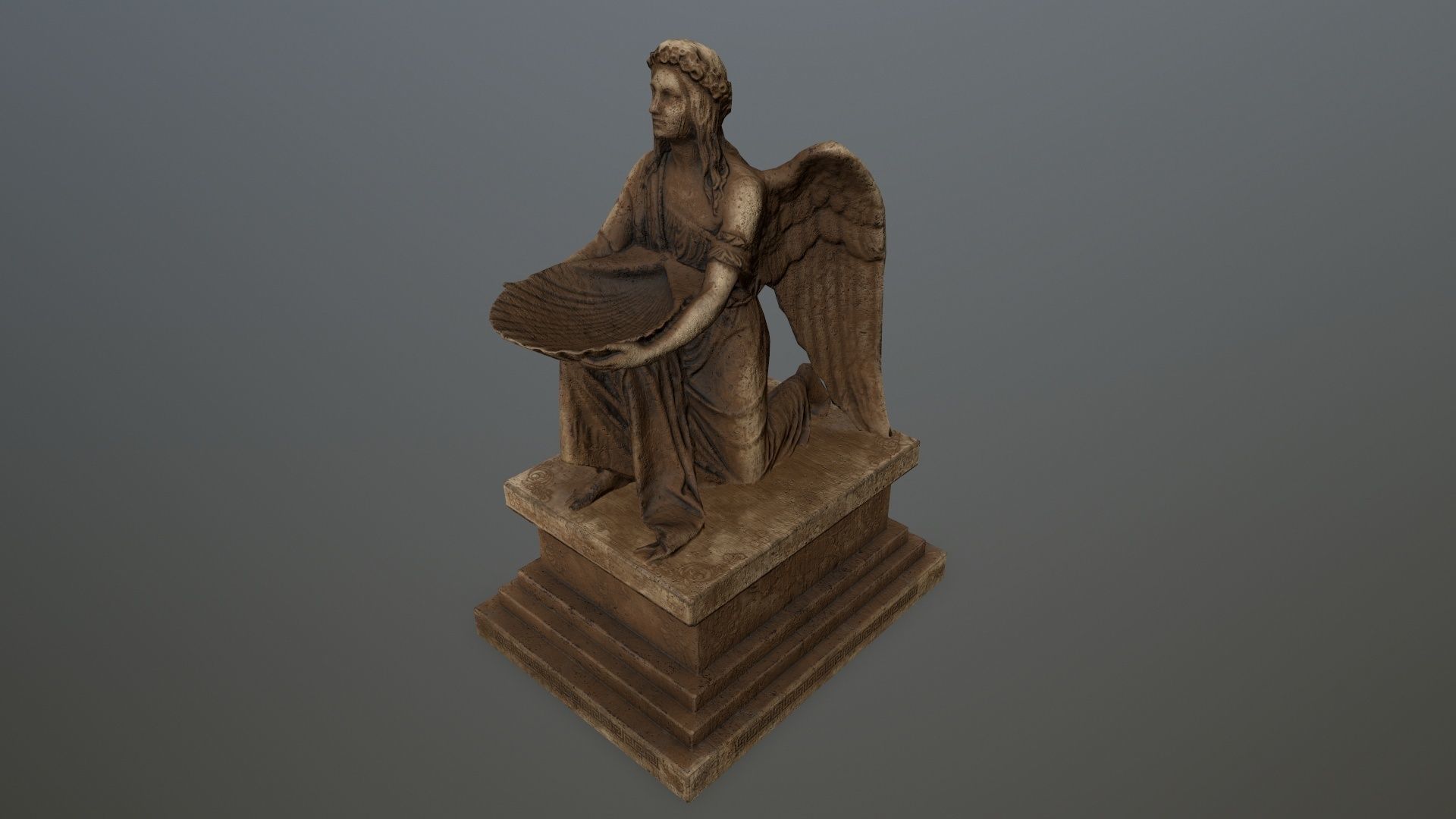 Angel  Statue Low-poly 3D model_11