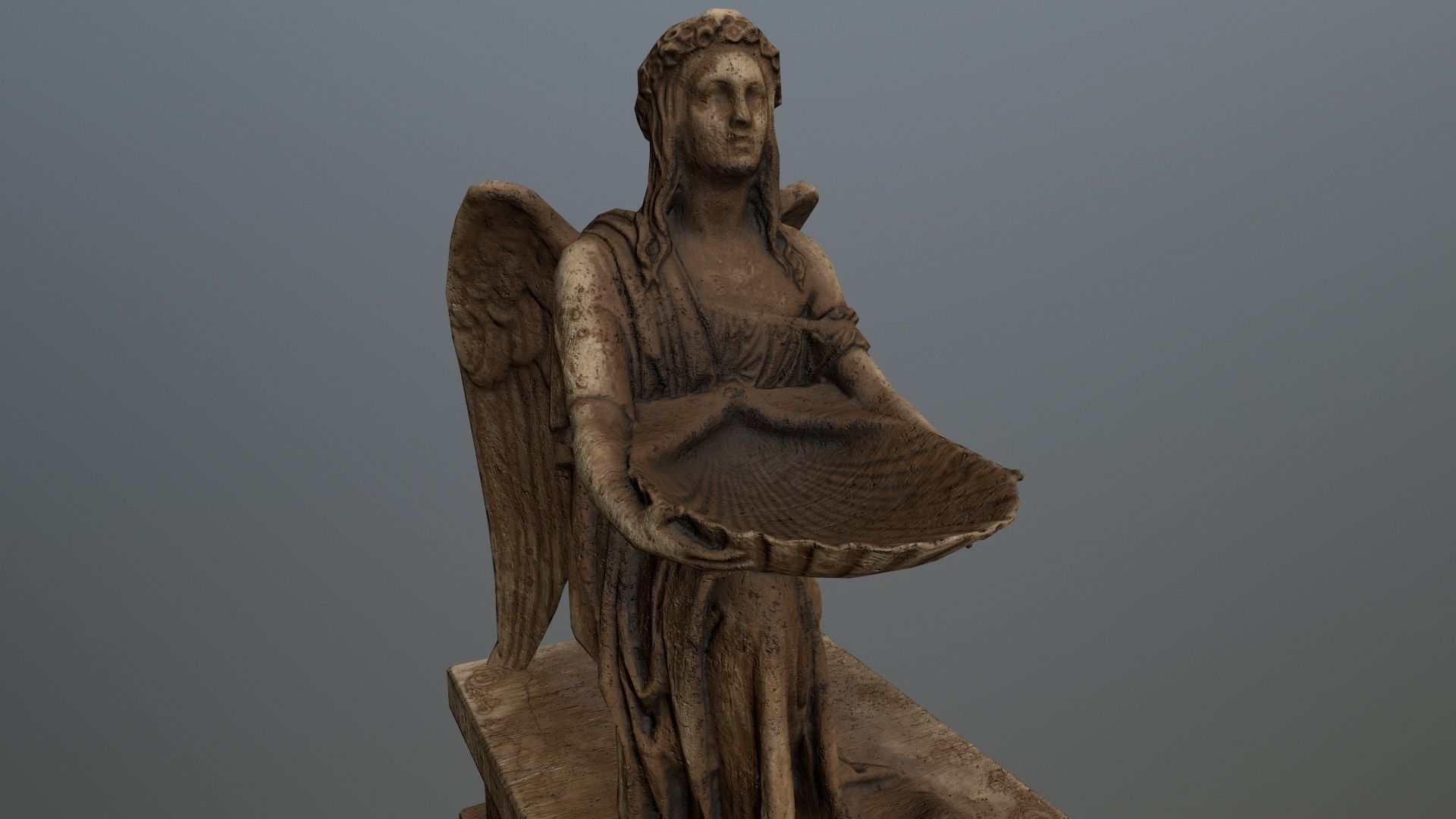 Angel  Statue Low-poly 3D model_9