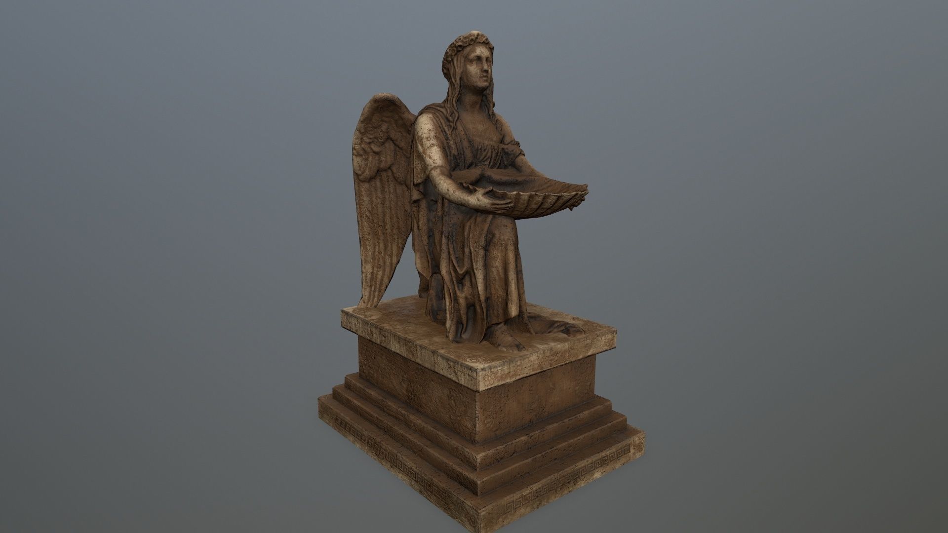 Angel  Statue Low-poly 3D model_7