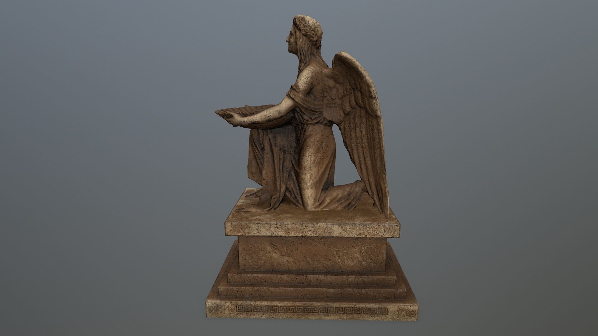 Angel  Statue Low-poly 3D model_2