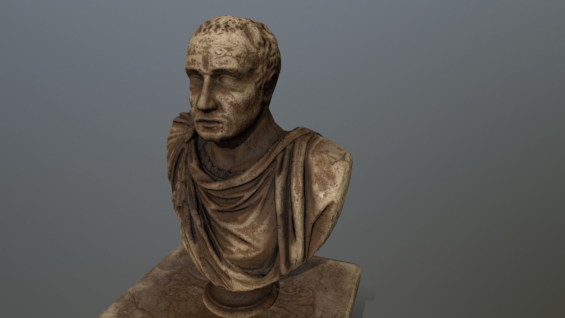 cesare bronze bust Low-poly 3D model_7