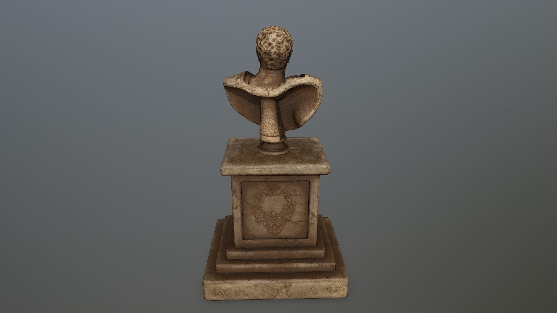 cesare bronze bust Low-poly 3D model_3