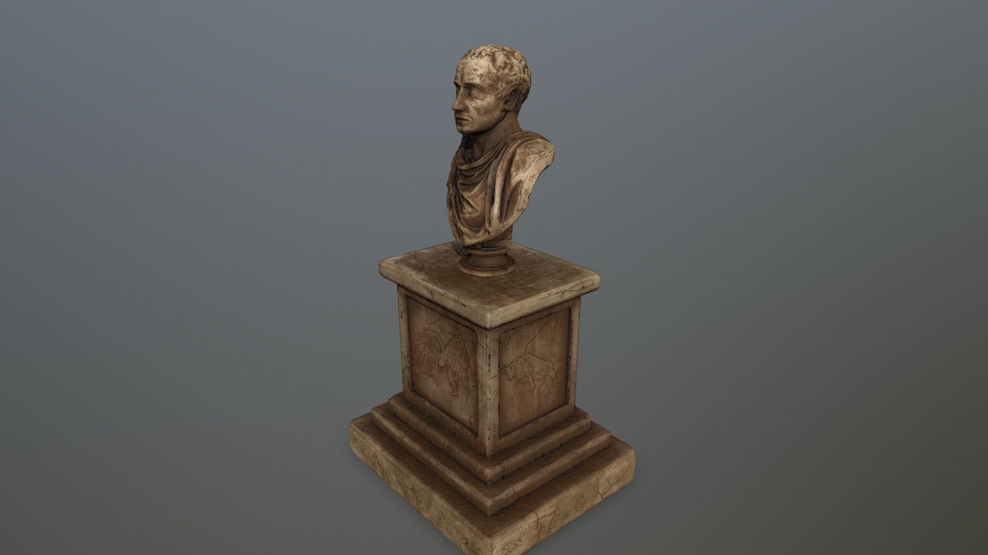 cesare bronze bust Low-poly 3D model_1