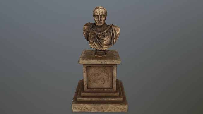 cesare bronze bust Low-poly 3D model