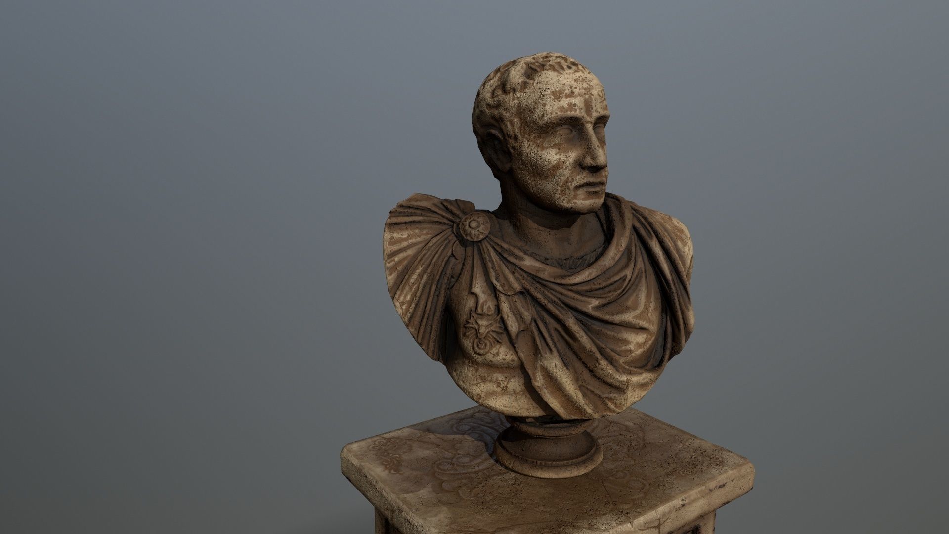 cesare bronze bust Low-poly 3D model_6