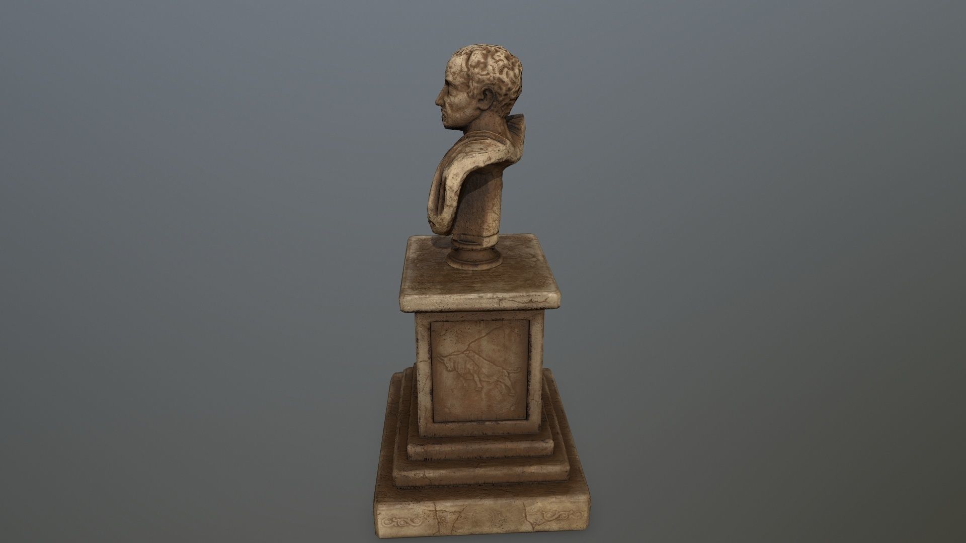cesare bronze bust Low-poly 3D model_2