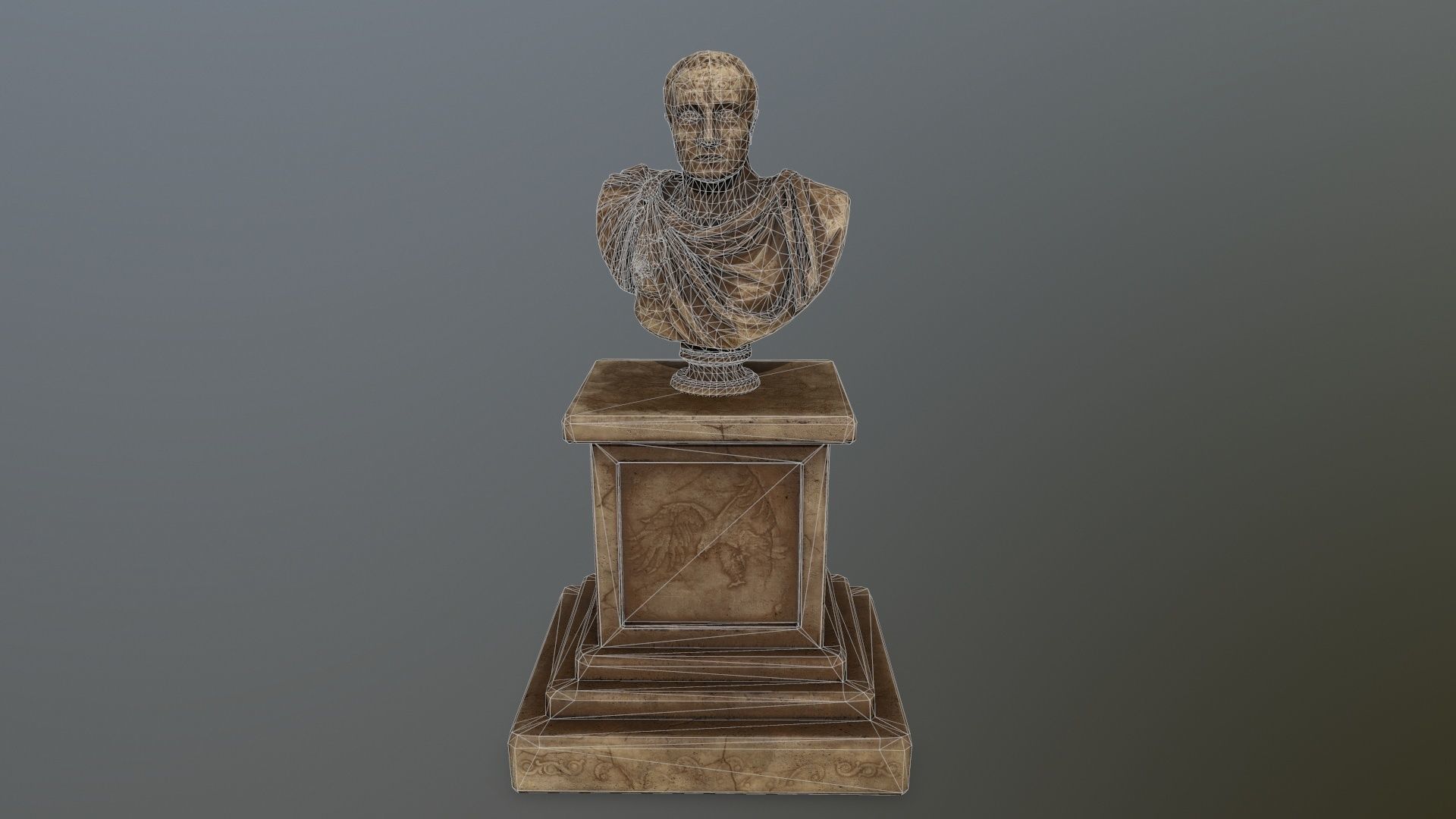 cesare bronze bust Low-poly 3D model_8