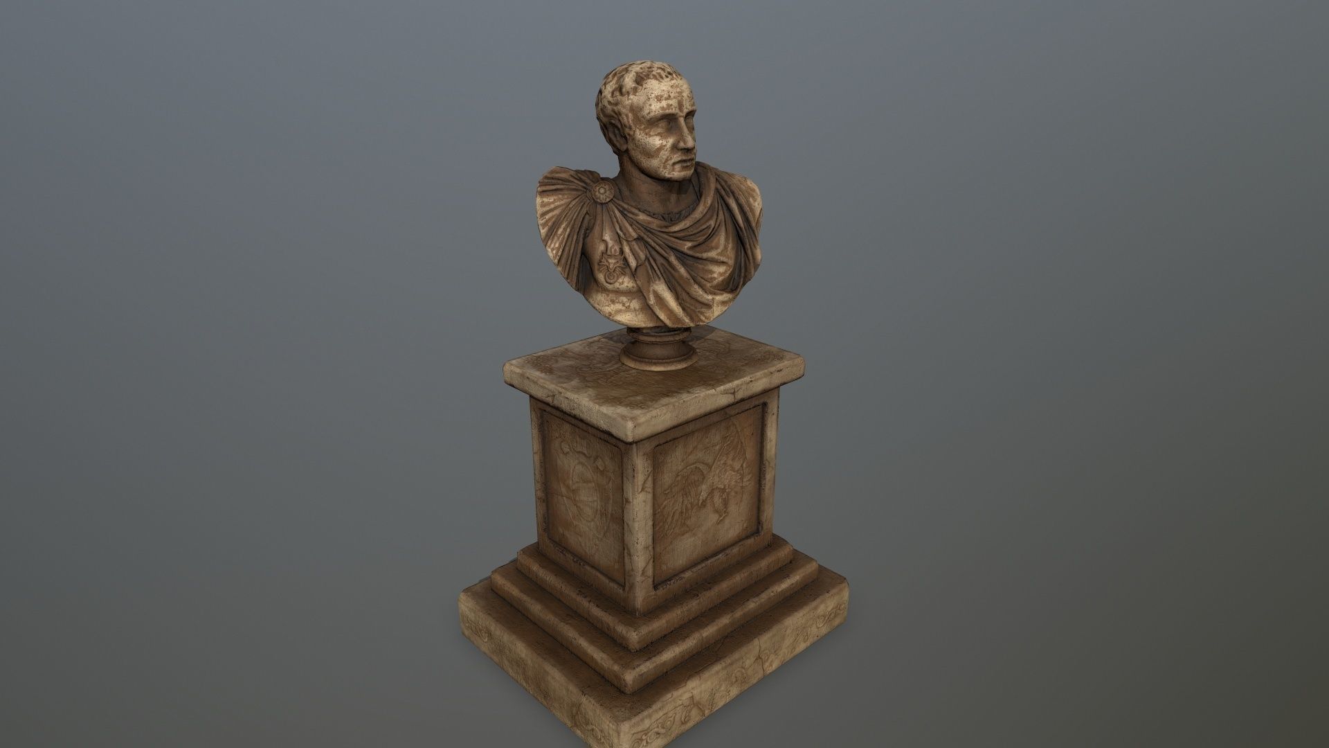 cesare bronze bust Low-poly 3D model_5