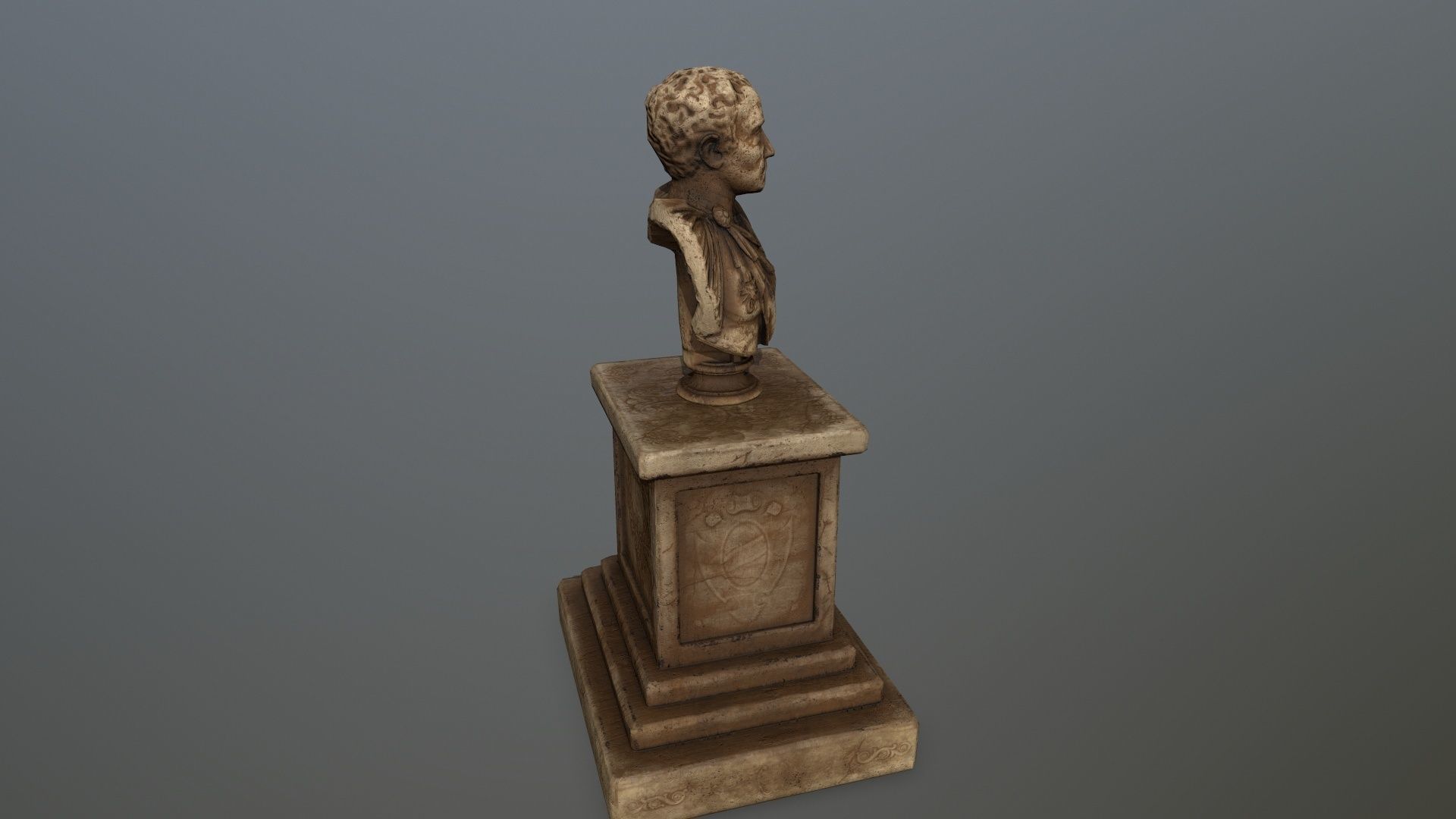 cesare bronze bust Low-poly 3D model_4
