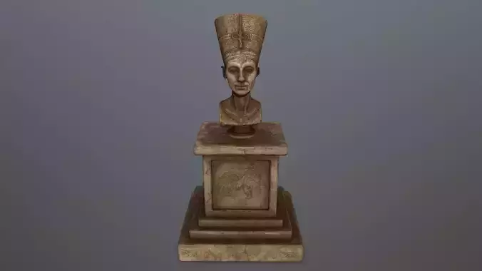 Nefertiti wooden trophy Low-poly 3D model