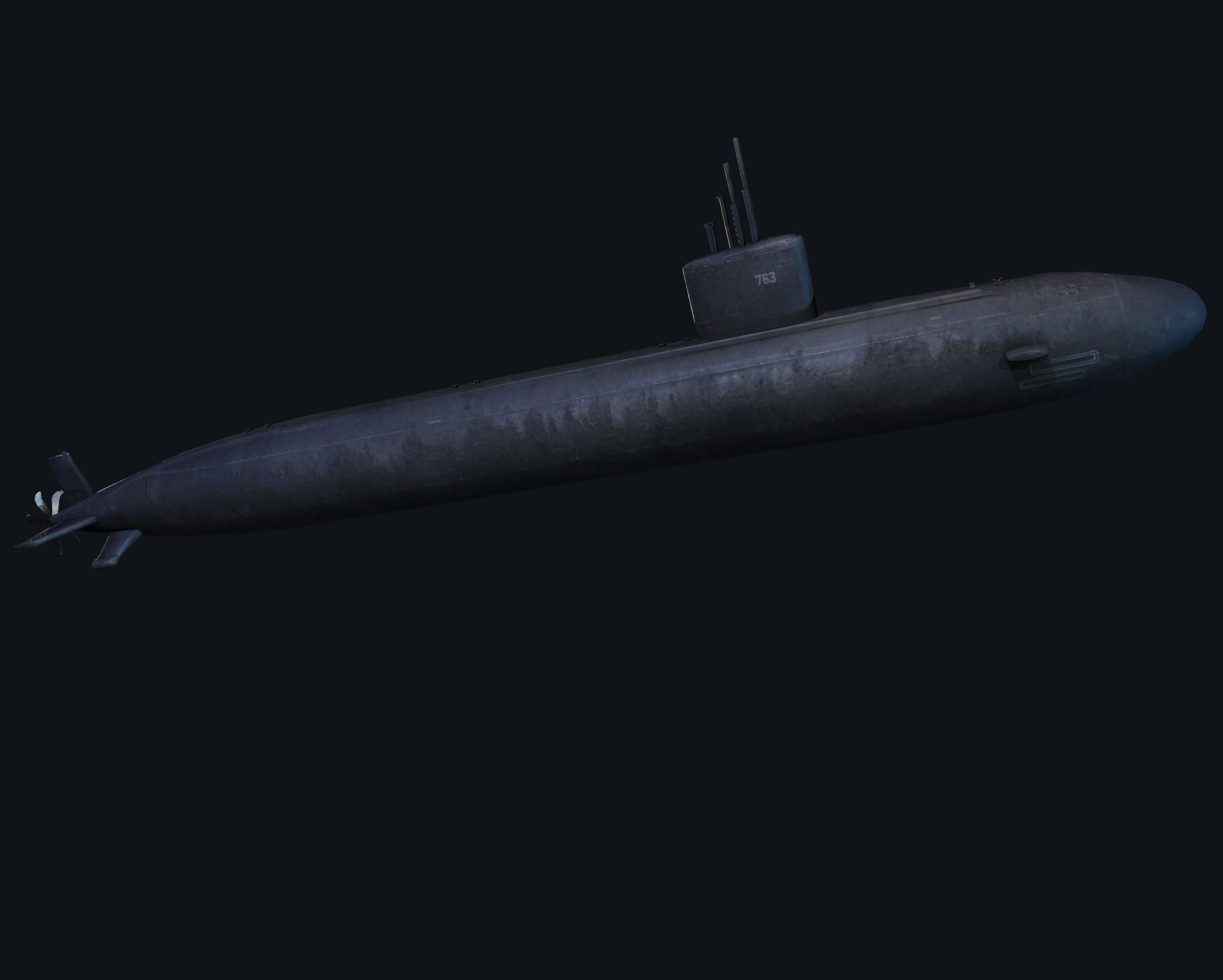 Submarine Santa Fe Low-poly 3D model_7