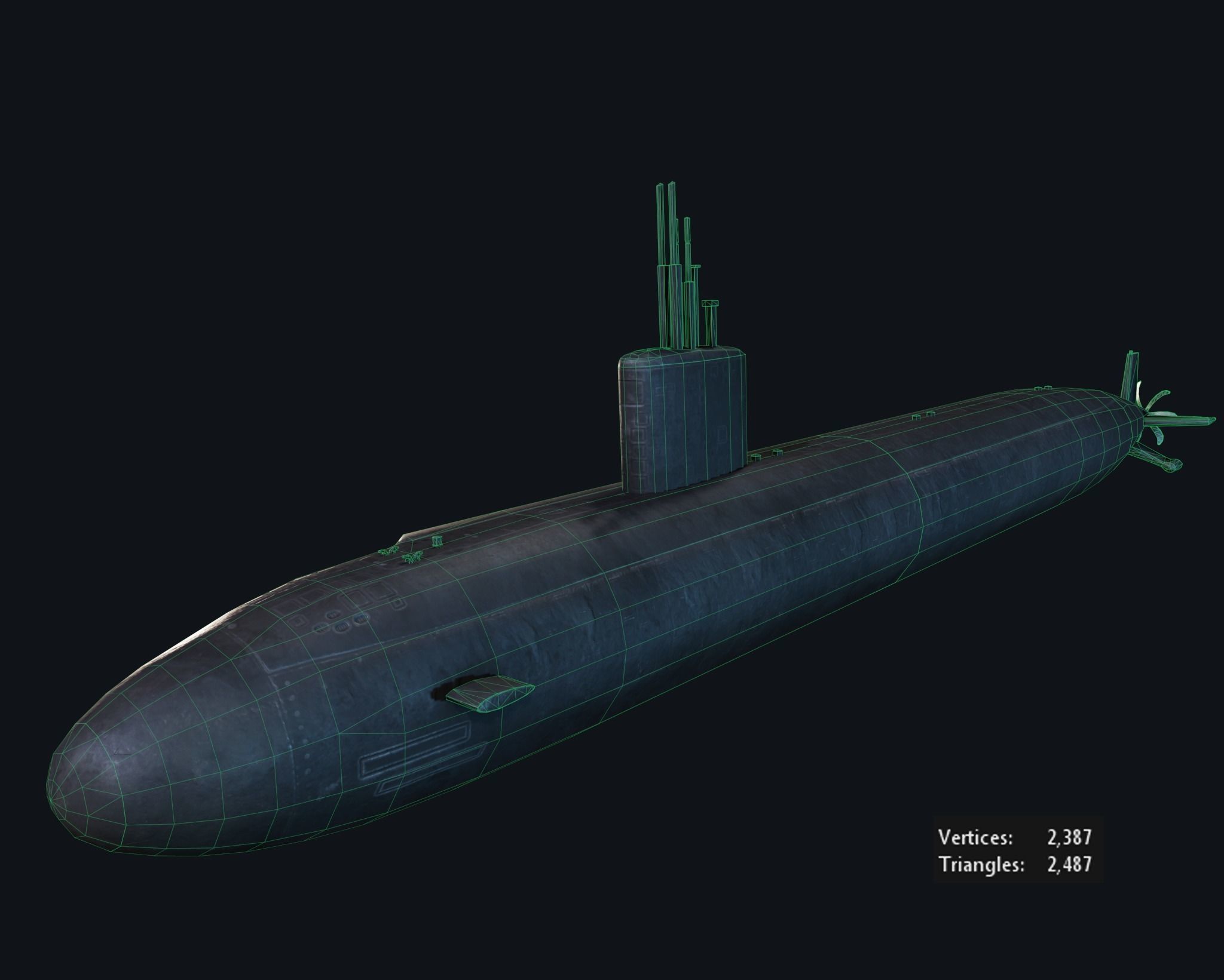 Submarine Santa Fe Low-poly 3D model_10
