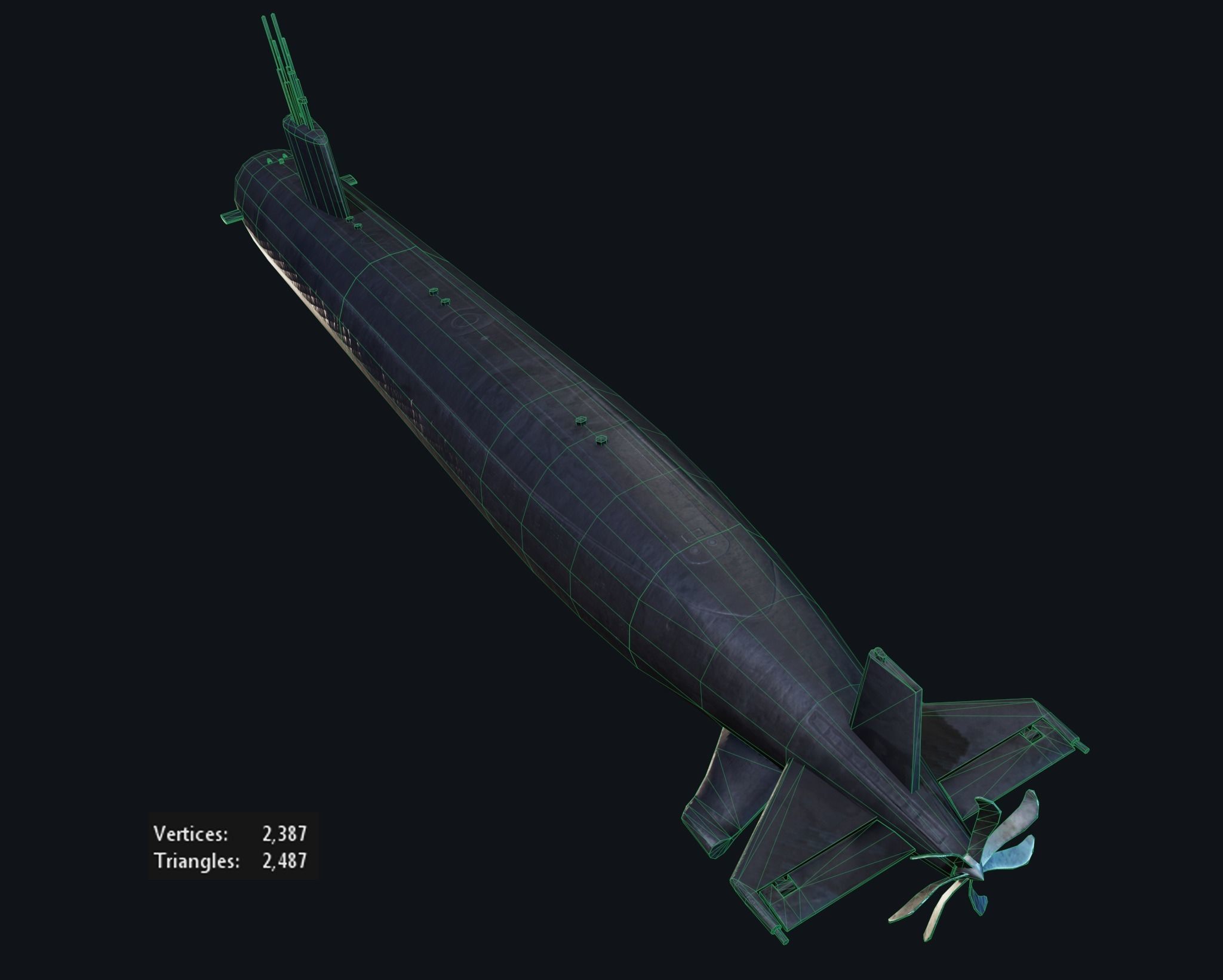 Submarine Santa Fe Low-poly 3D model_11