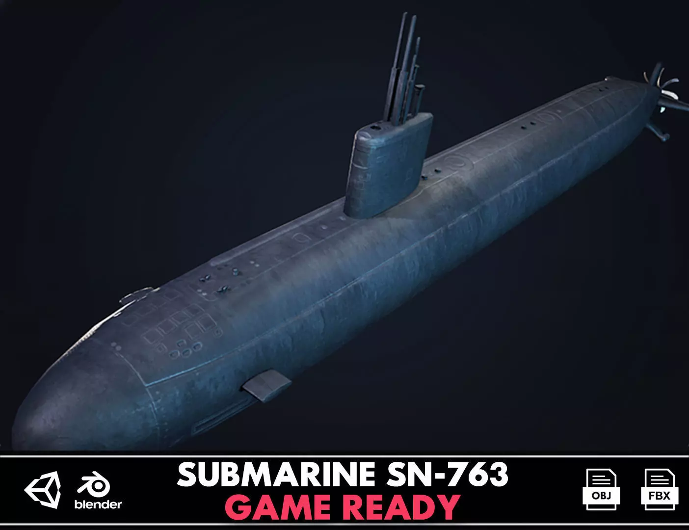 Submarine Santa Fe Low-poly 3D model_0