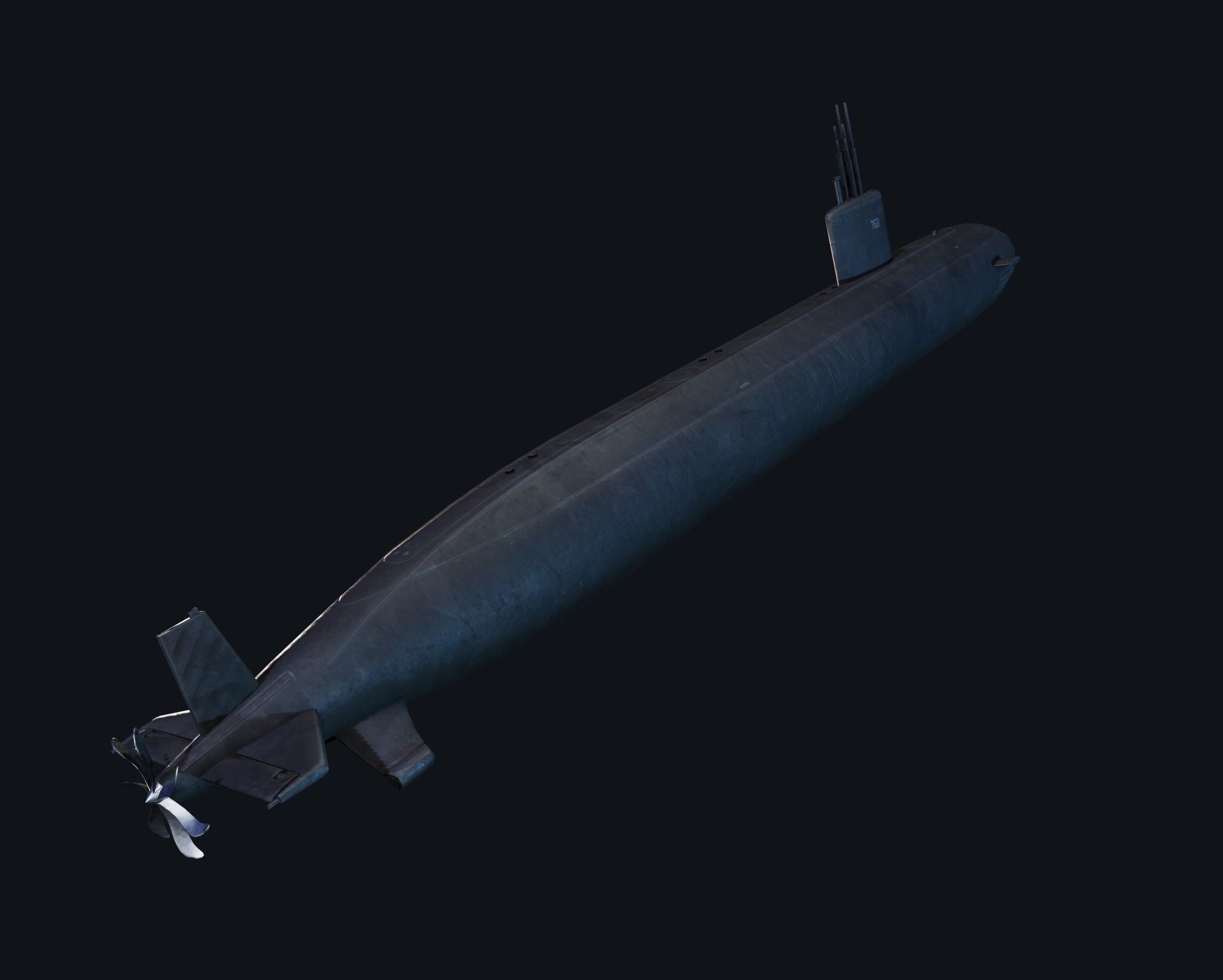 Submarine Santa Fe Low-poly 3D model_8