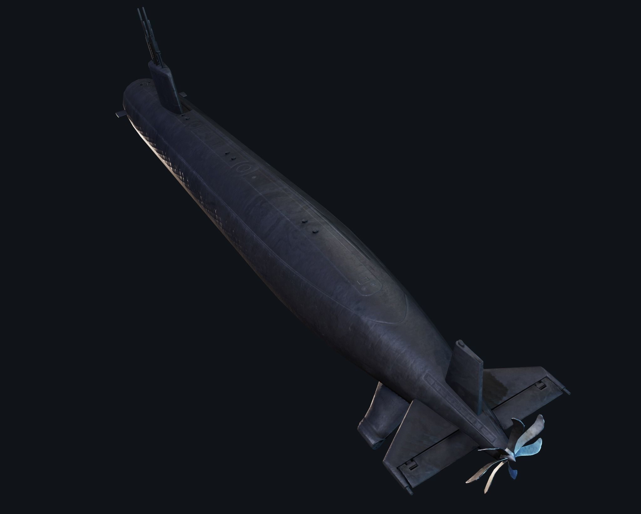 Submarine Santa Fe Low-poly 3D model_9