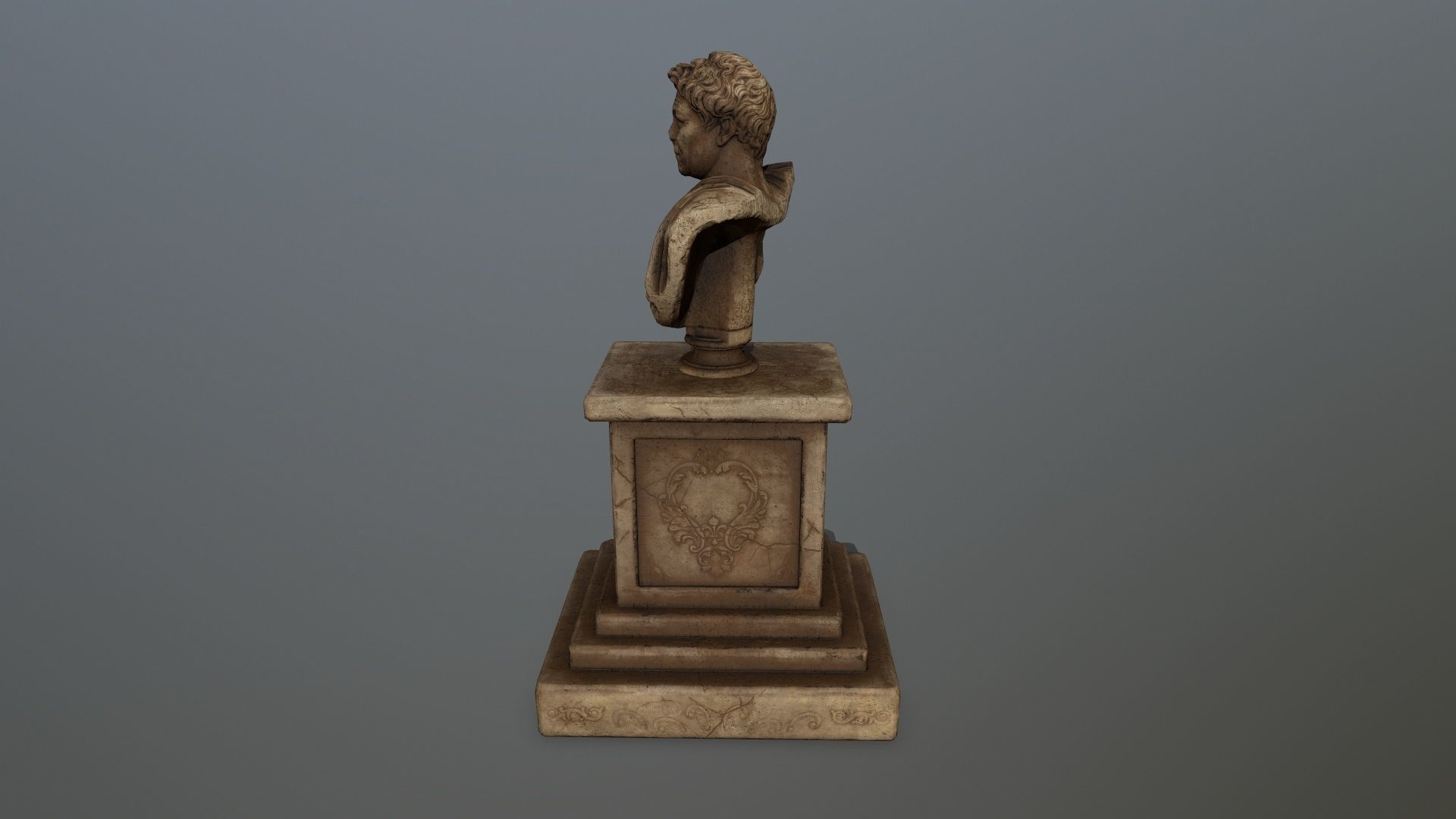 Pompee roman bust Low-poly 3D model_2