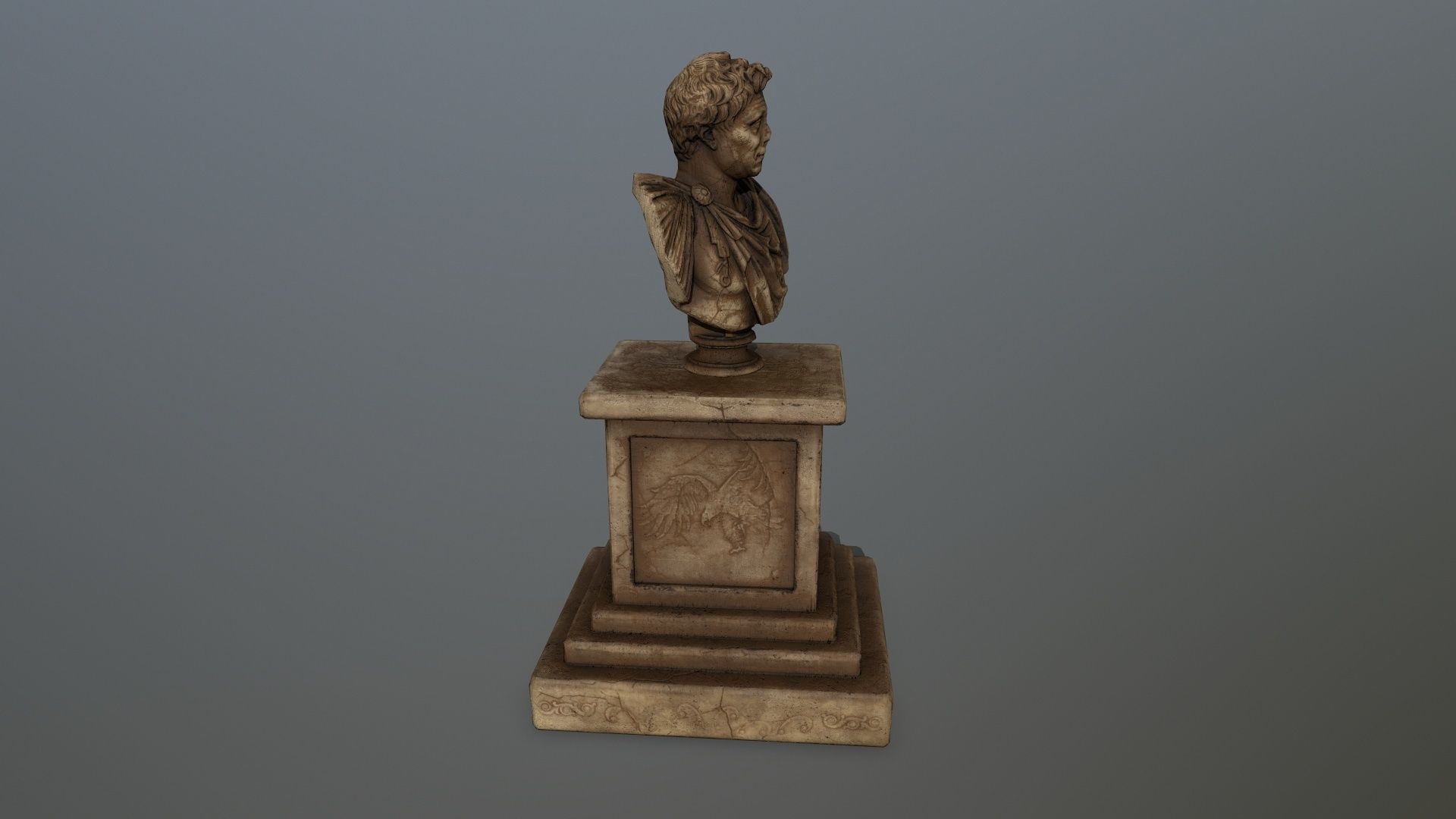 Pompee roman bust Low-poly 3D model_5
