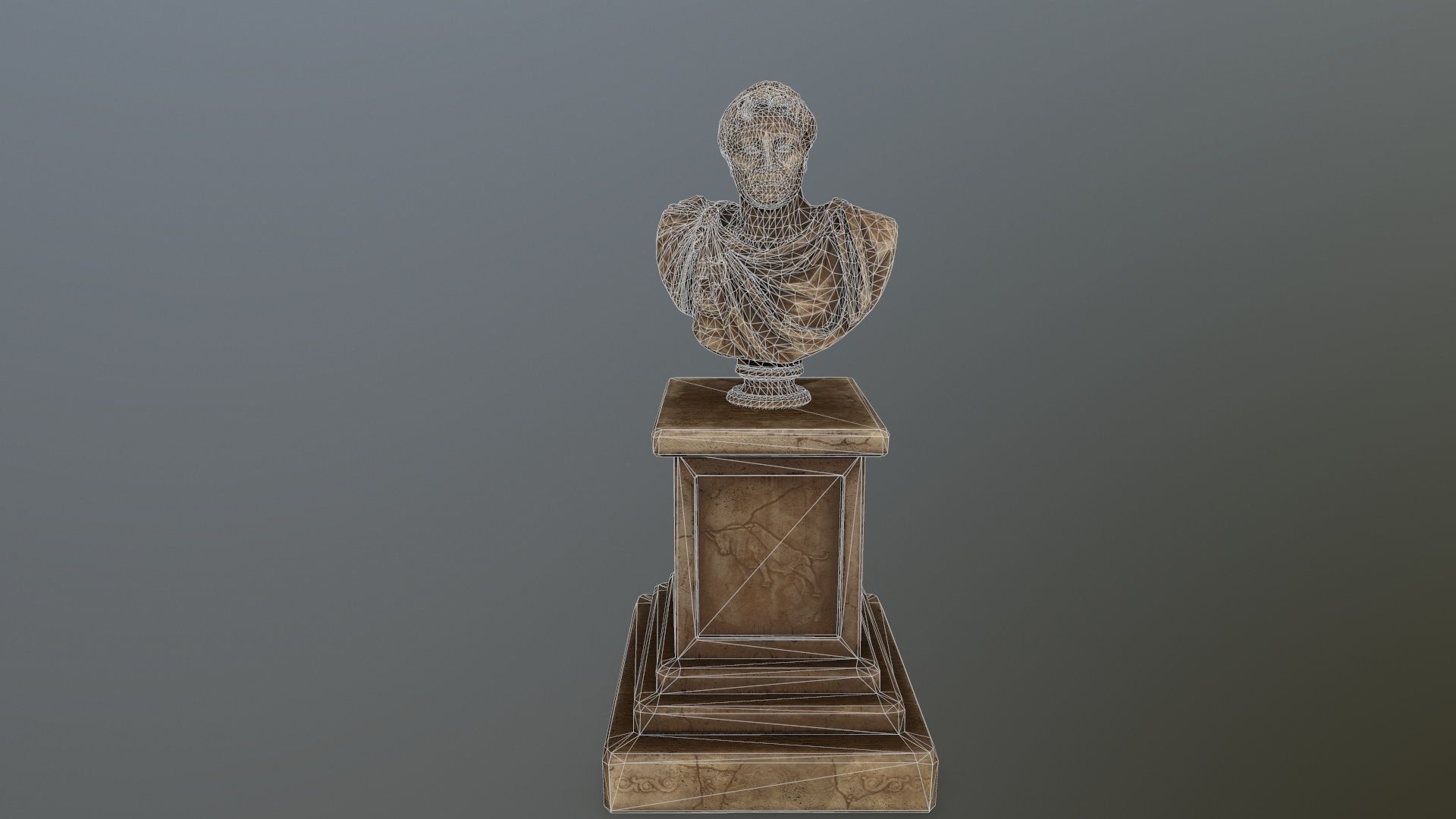 Pompee roman bust Low-poly 3D model_9