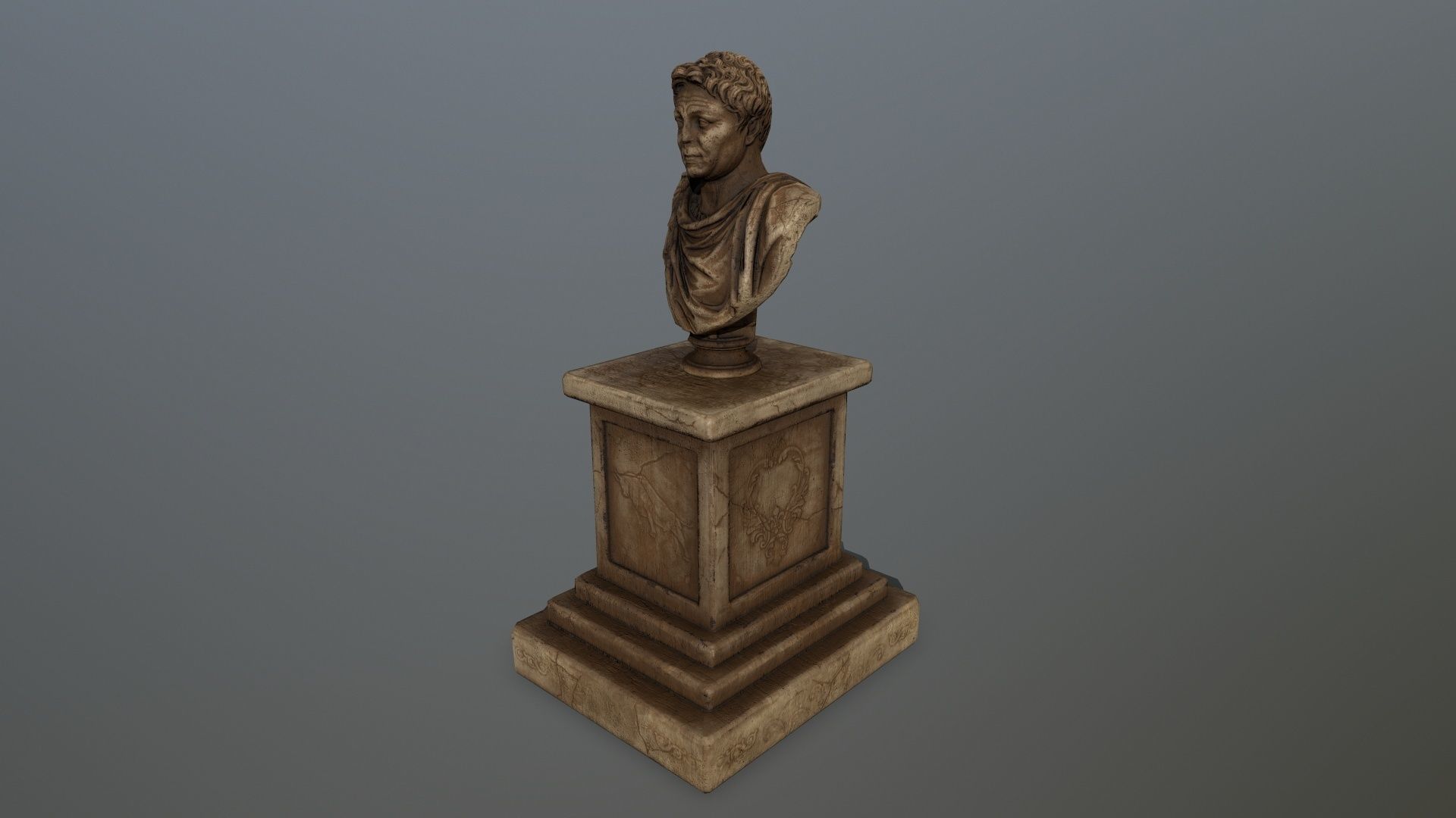 Pompee roman bust Low-poly 3D model_1