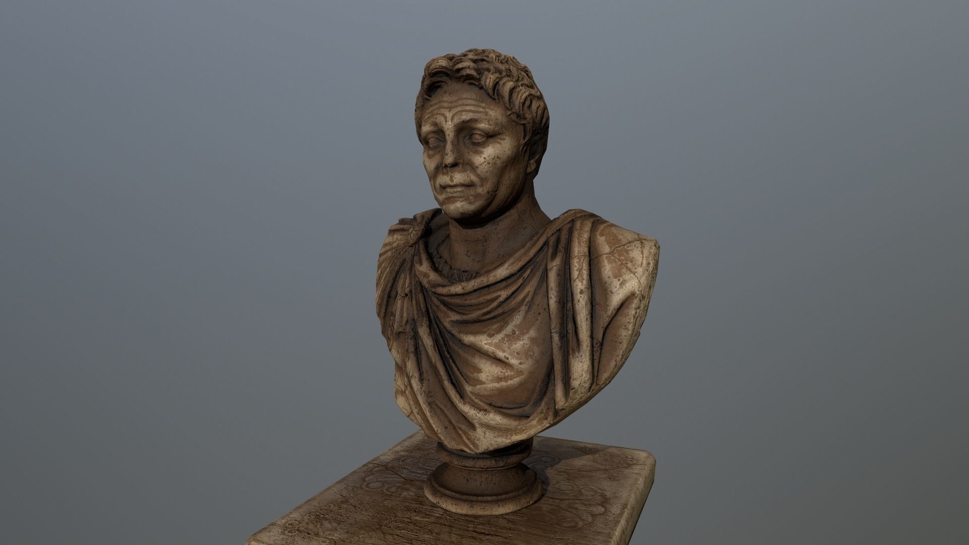 Pompee roman bust Low-poly 3D model_8