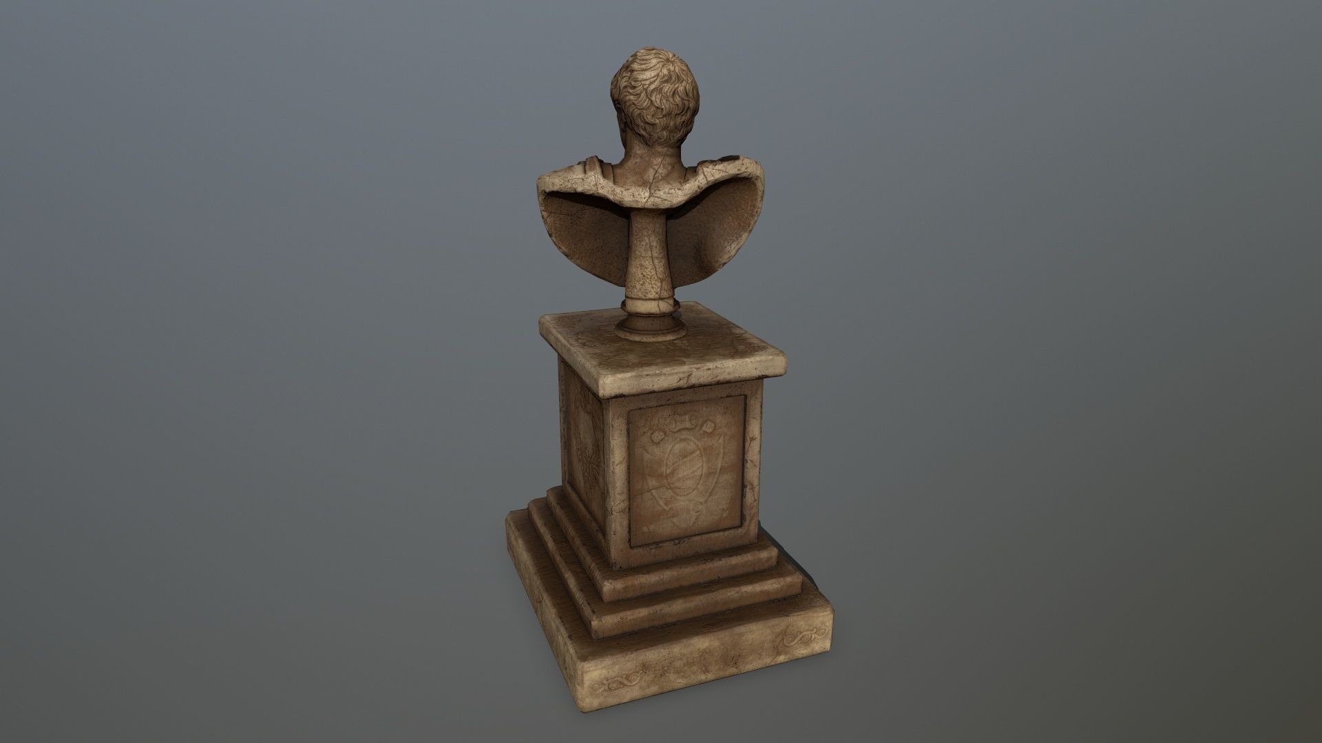 Pompee roman bust Low-poly 3D model_3