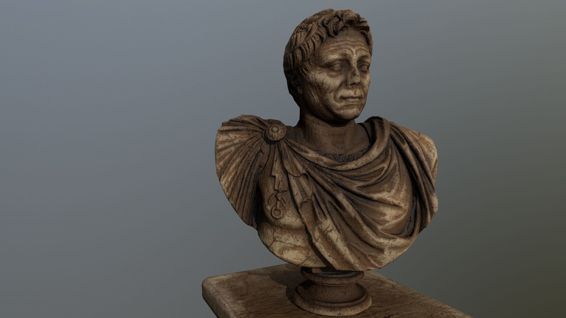Pompee roman bust Low-poly 3D model_7