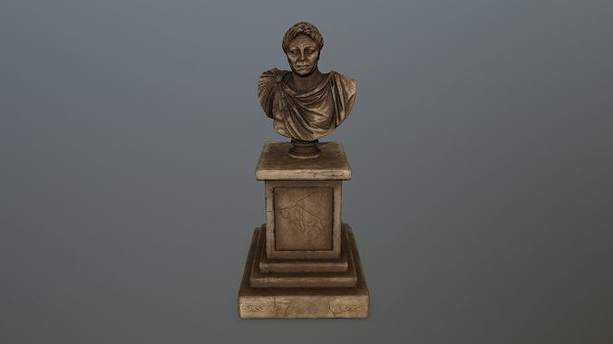 Pompee roman bust Low-poly 3D model