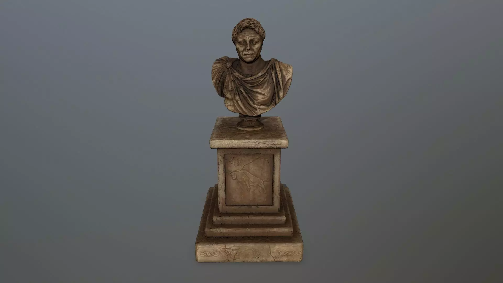 Pompee roman bust Low-poly 3D model_0