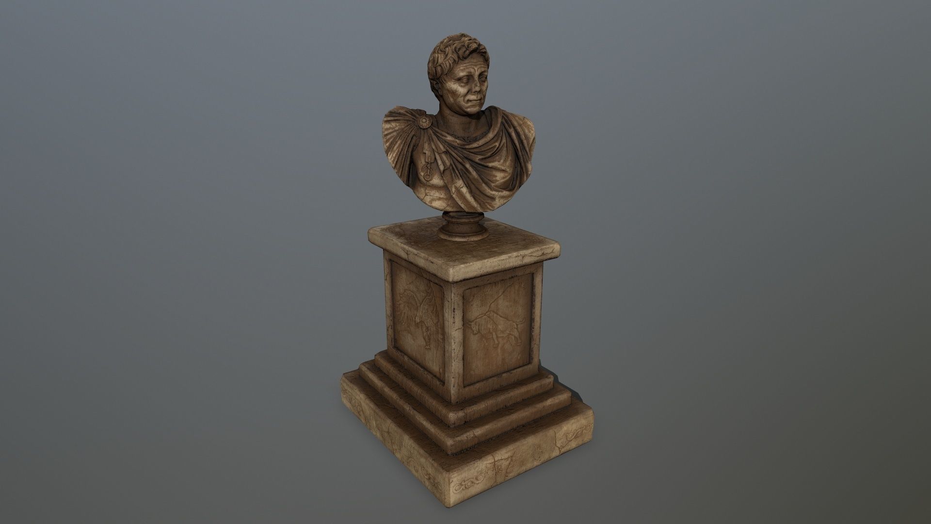 Pompee roman bust Low-poly 3D model_6