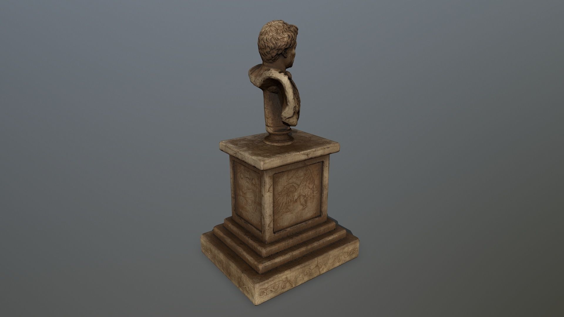 Pompee roman bust Low-poly 3D model_4