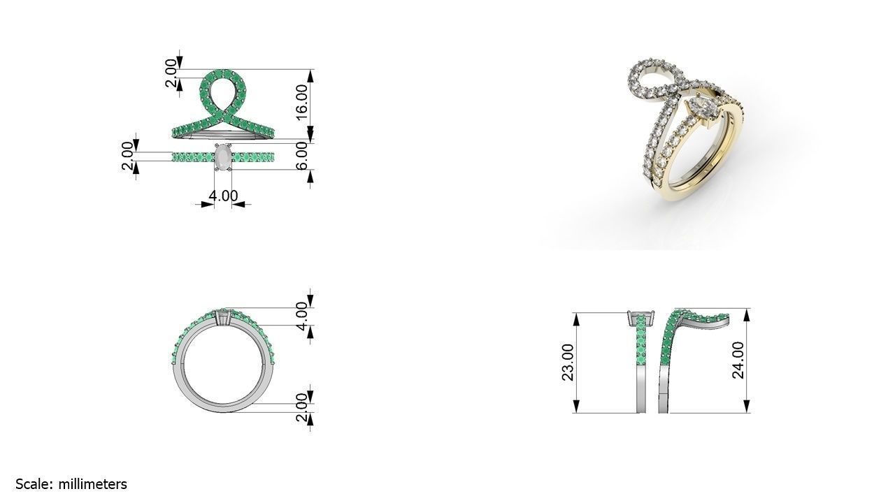 Ring Sapphire Infinite Engagement  3D print model_10