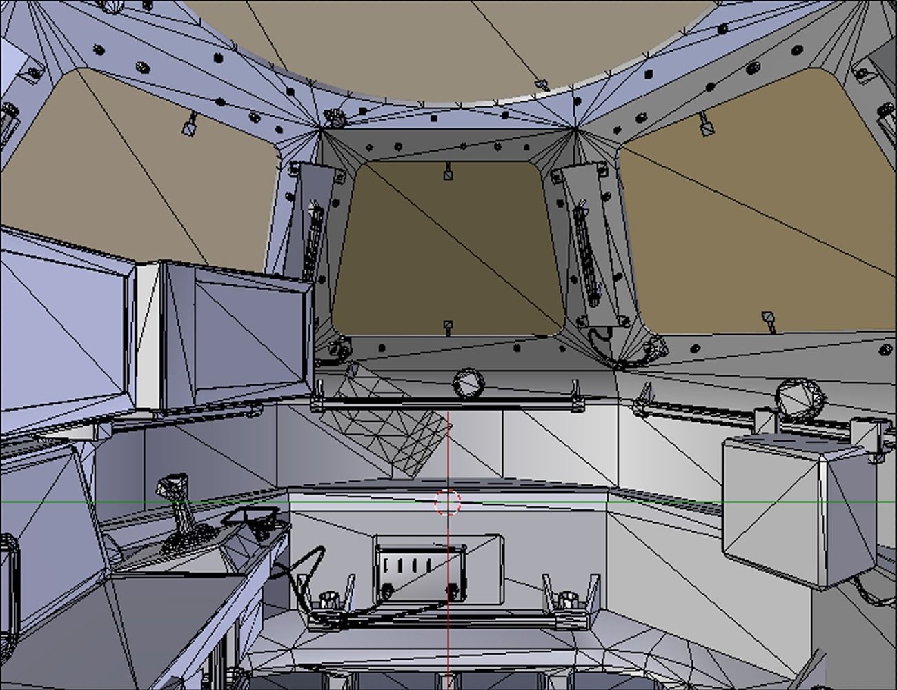 ISS Cupola module interior and exterior Low-poly 3D model_9