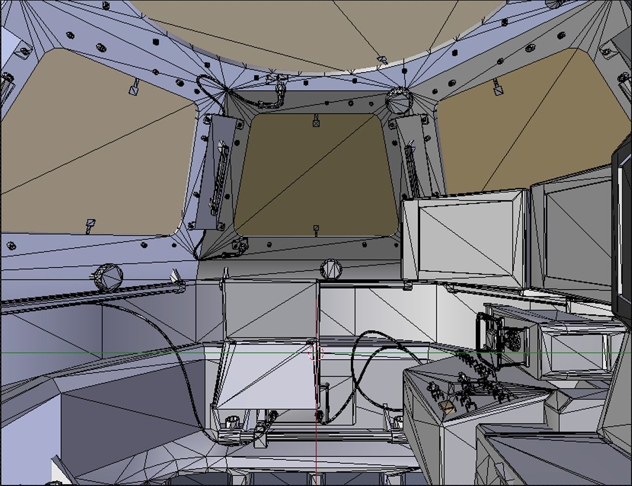 ISS Cupola module interior and exterior Low-poly 3D model_11